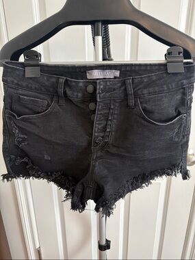 Just USA Black Distressed Frayed Hem Denim Shorts